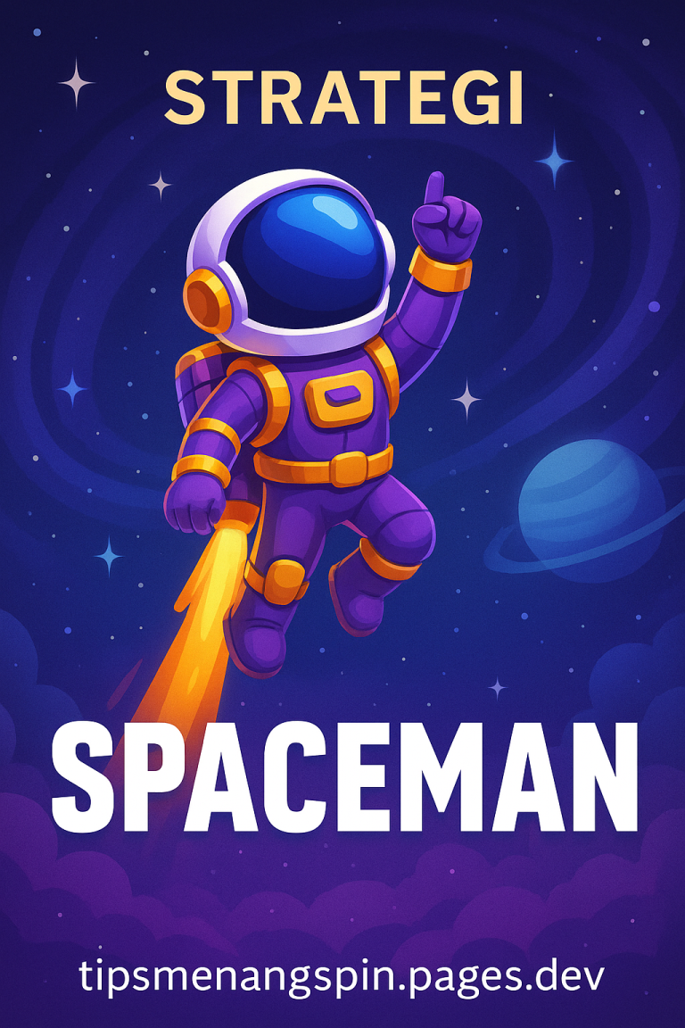 Ilustrasi animasi astronot bertema luar angkasa sedang terbang dengan roket di game Spaceman – strategi bermain di tipsmenangspin.pages.dev