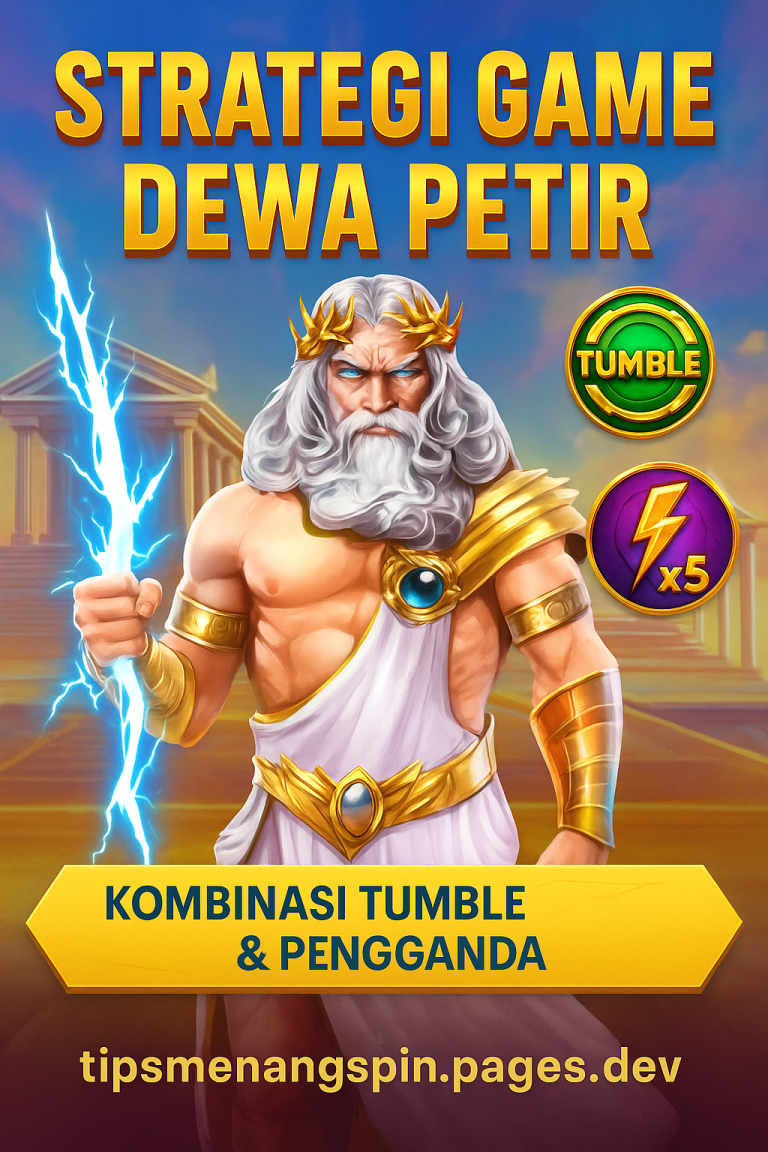 Ilustrasi digital Dewa Petir berkekuatan kilat di langit Yunani kuno, dikelilingi simbol emas dan cahaya – strategi bermain game bertema mitologi dari tipsmenangspin.pages.dev