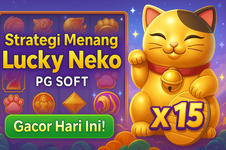 strategi bermain Lucky Neko PG Soft dengan fitur pengali dan simbol kucing emas