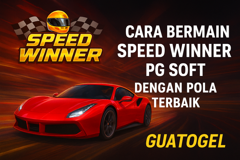 Ilustrasi digital slot Speed Winner dengan nuansa balapan mobil sport, menampilkan efek cahaya neon modern dan tema kecepatan