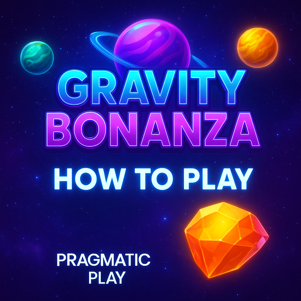 Ilustrasi digital slot Gravity Bonanza dengan simbol luar angkasa dan efek kosmik
